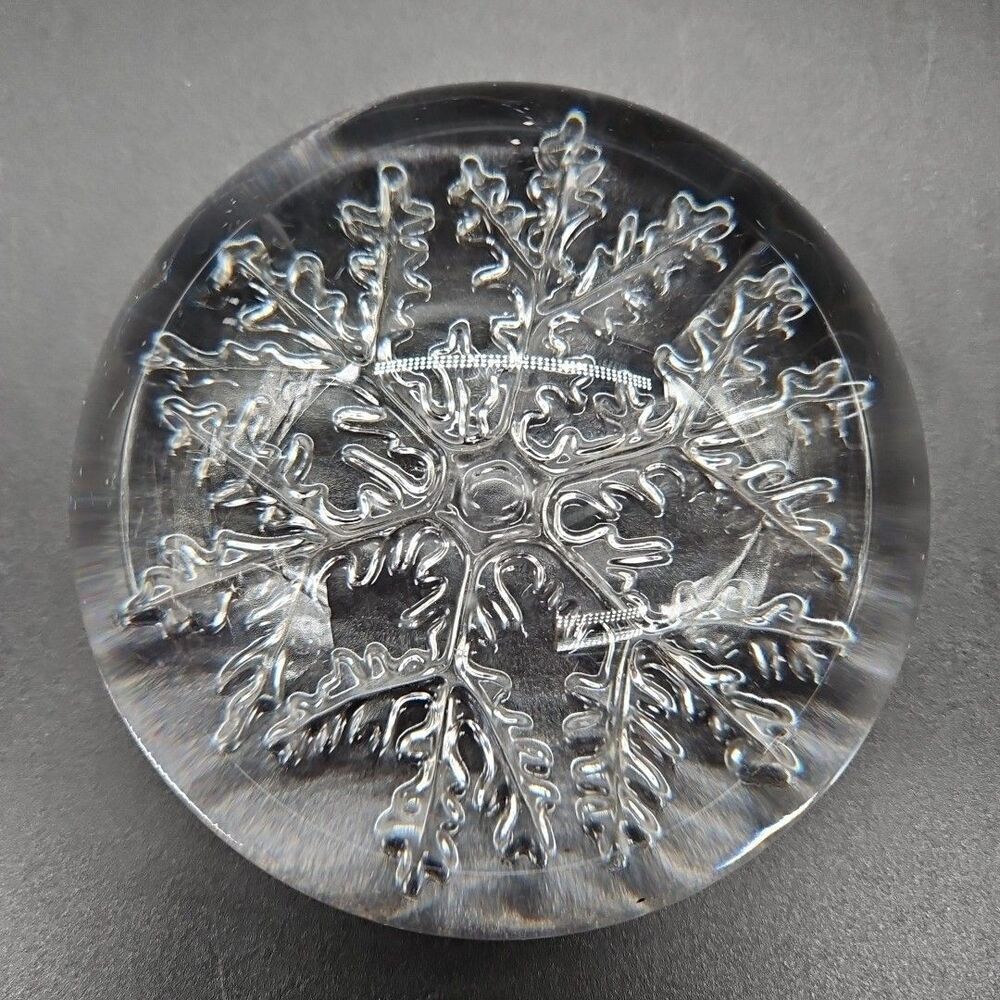 Clear Snowflake Paperweight Winter Decoration Heavy 3.5"